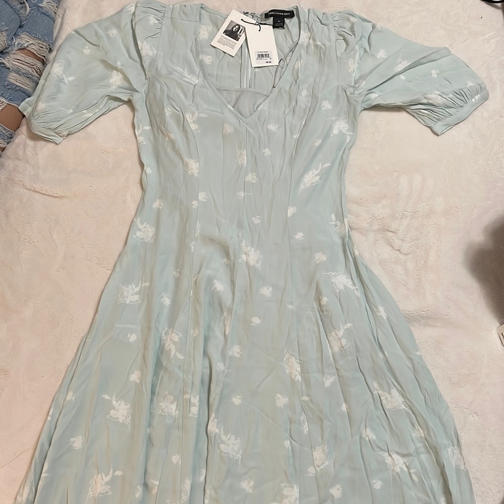 Something Navy Teal Long Dress Short Sleeve